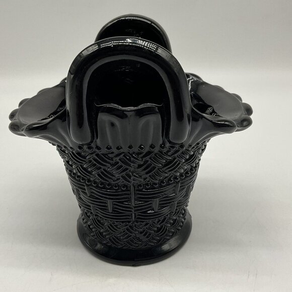 Dugan Diamond Black Amethyst Glass Basket with Double Handles MCM Collectible - Picture 12 of 15